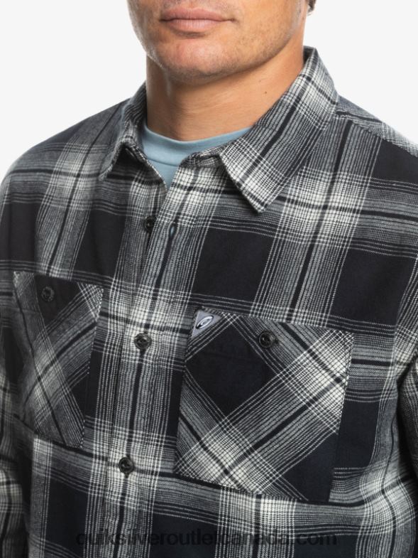CA Quiksilver Men Saturn Plaid Long Sleeve Shirt black saturn TX4R21692
