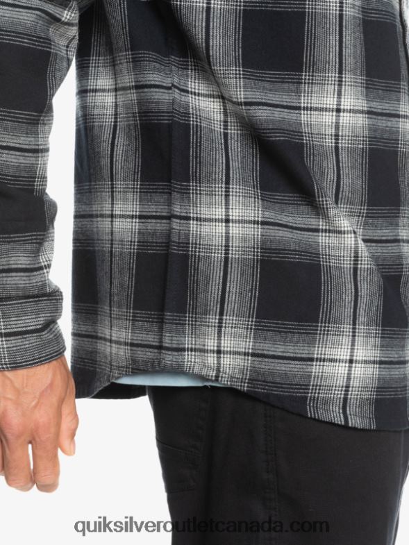 CA Quiksilver Men Saturn Plaid Long Sleeve Shirt black saturn TX4R21692