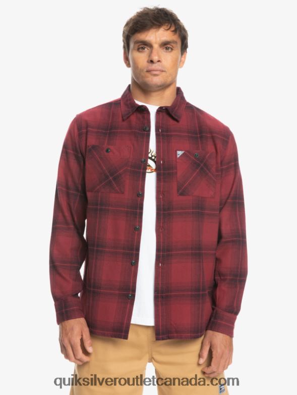 CA Quiksilver Men Saturn Plaid Long Sleeve Shirt ruby wine saturn TX4R21691