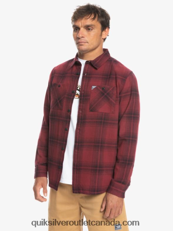 CA Quiksilver Men Saturn Plaid Long Sleeve Shirt ruby wine saturn TX4R21691