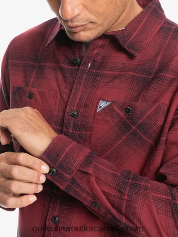 CA Quiksilver Men Saturn Plaid Long Sleeve Shirt ruby wine saturn TX4R21691