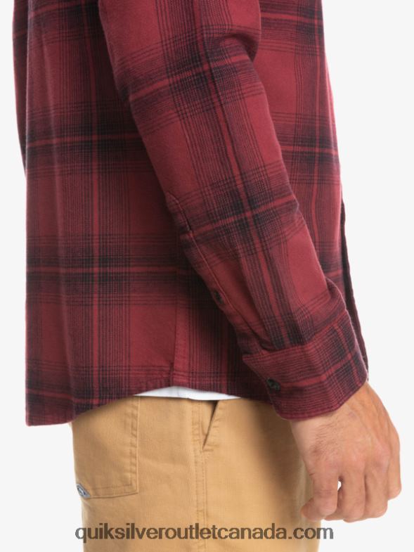CA Quiksilver Men Saturn Plaid Long Sleeve Shirt ruby wine saturn TX4R21691