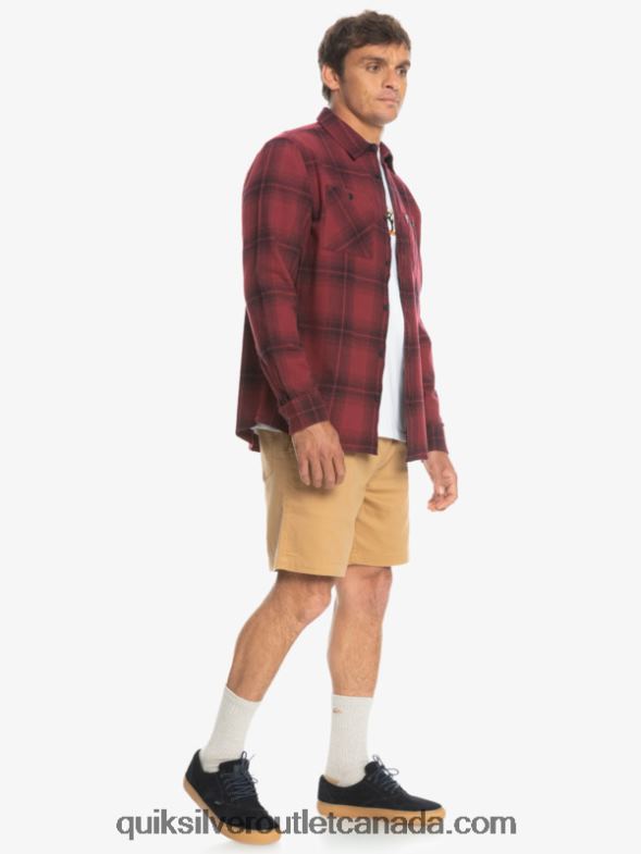 CA Quiksilver Men Saturn Plaid Long Sleeve Shirt ruby wine saturn TX4R21691