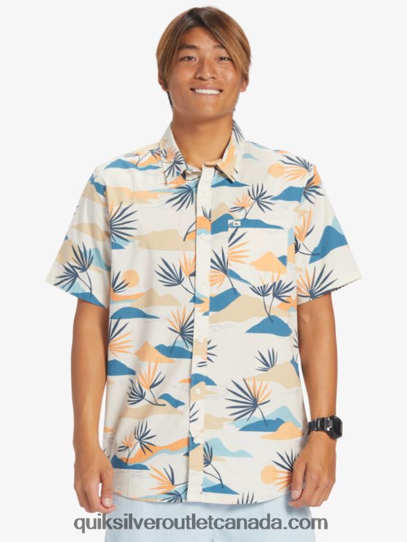 CA Quiksilver Men Slow Dazed Short Sleeve Shirt birch slow daze ss TX4R2666