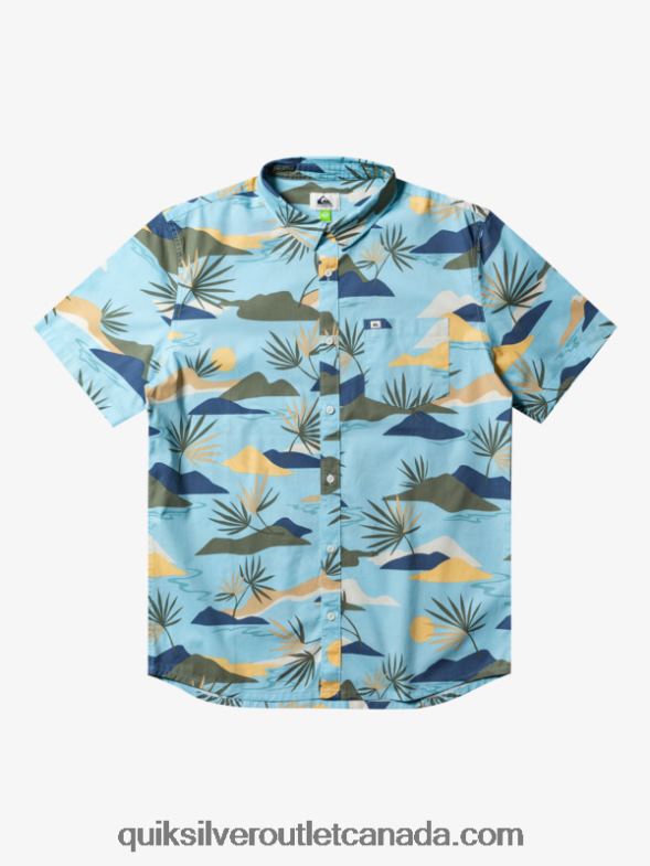 CA Quiksilver Men Slow Dazed Short Sleeve Shirt sky blue slow daze ss TX4R2665
