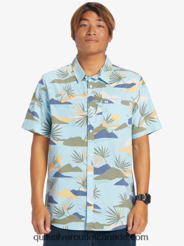 CA Quiksilver Men Slow Dazed Short Sleeve Shirt sky blue slow daze ss TX4R2665