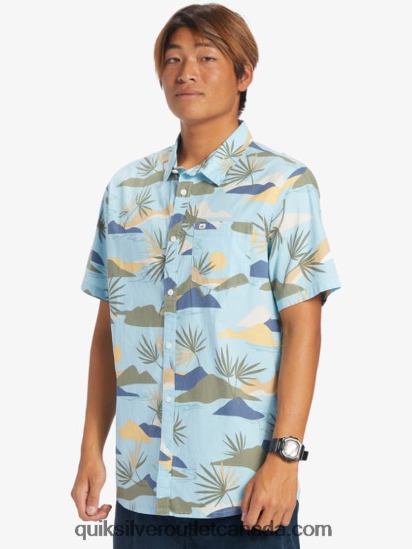 CA Quiksilver Men Slow Dazed Short Sleeve Shirt sky blue slow daze ss TX4R2665