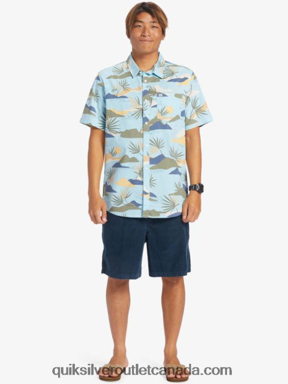 CA Quiksilver Men Slow Dazed Short Sleeve Shirt sky blue slow daze ss TX4R2665
