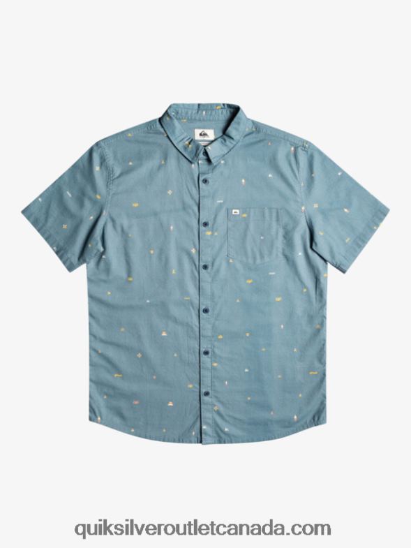 CA Quiksilver Men Spaced Out Short Sleeve Shirt provincial blue spaced out TX4R21629