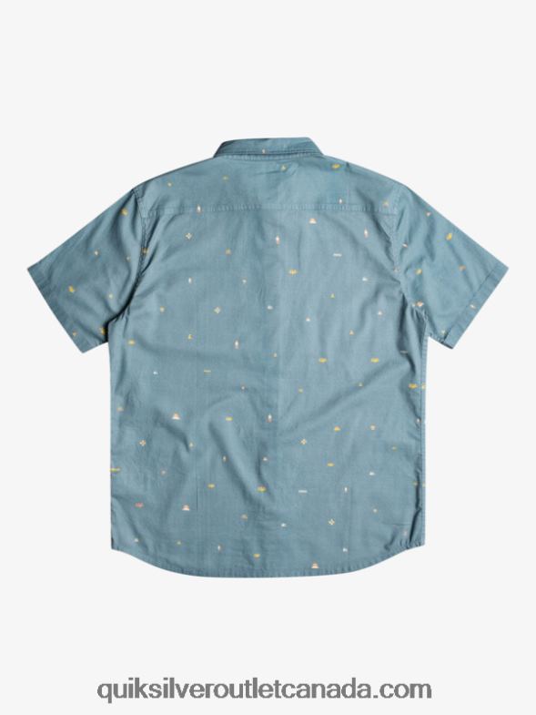 CA Quiksilver Men Spaced Out Short Sleeve Shirt provincial blue spaced out TX4R21629