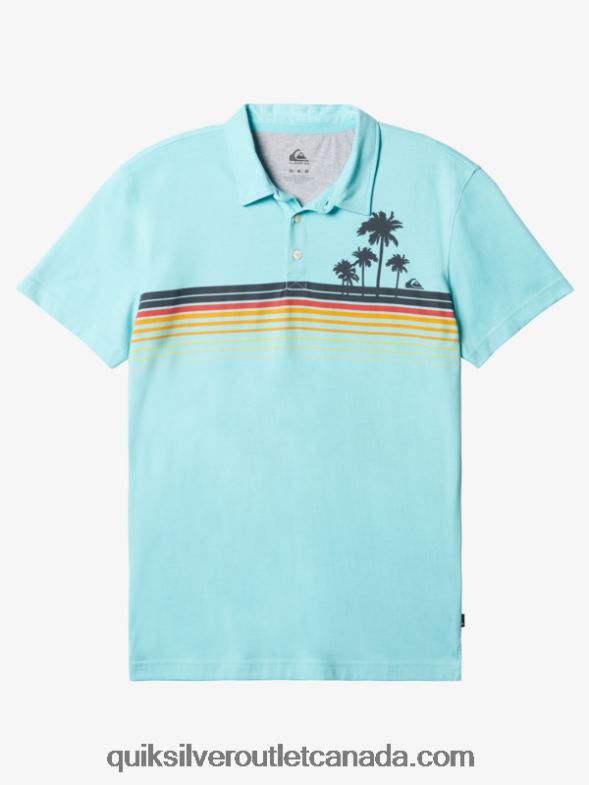 CA Quiksilver Men Stripe Lite Short Sleeve Polo Shirt angel blue TX4R2749