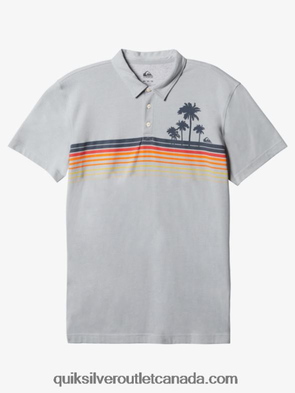CA Quiksilver Men Stripe Lite Short Sleeve Polo Shirt sleet TX4R2750
