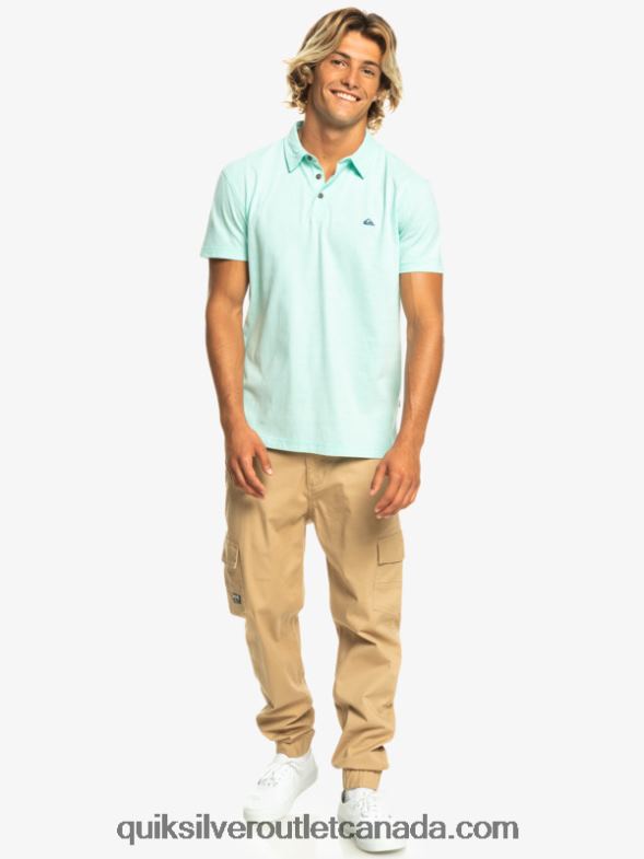 CA Quiksilver Men Sunset Cruise Short Sleeve Polo Shirt beach glass TX4R2481