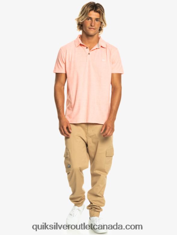 CA Quiksilver Men Sunset Cruise Short Sleeve Polo Shirt fresh salmon TX4R2480