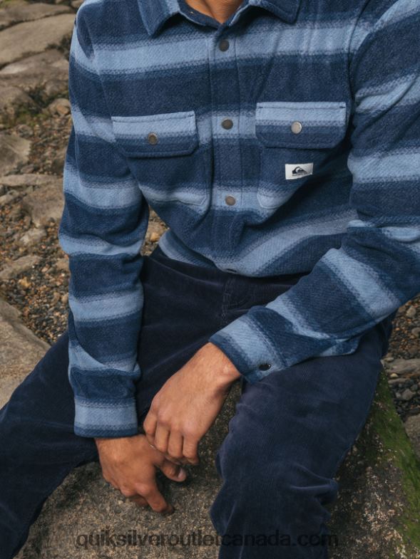 CA Quiksilver Men Surf Days Long Sleeve Flannel Shirt navy blazer flannel stripe TX4R21556