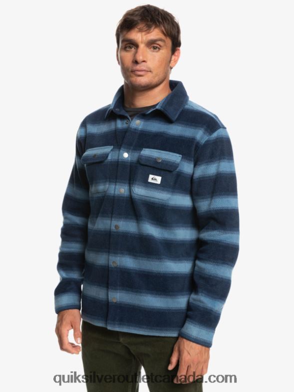 CA Quiksilver Men Surf Days Long Sleeve Flannel Shirt navy blazer flannel stripe TX4R21556