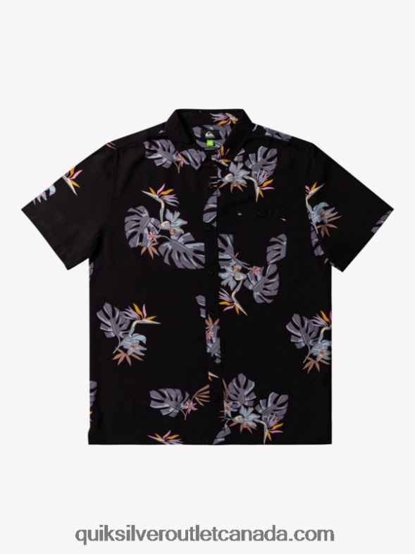 CA Quiksilver Men The Floral Short Sleeve Shirt black floral ss TX4R2649