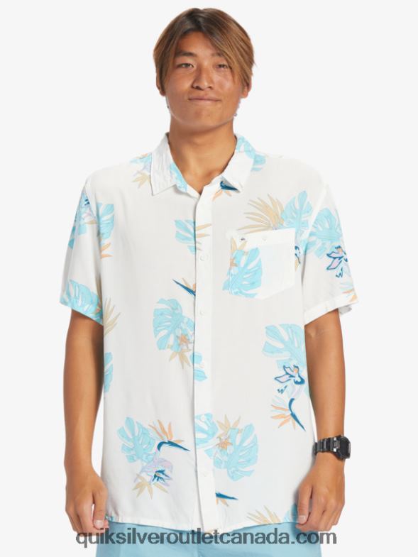 CA Quiksilver Men The Floral Short Sleeve Shirt snow white floral ss TX4R2650