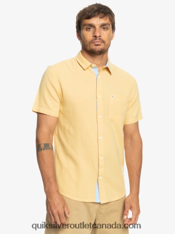 CA Quiksilver Men Time Box Short Sleeve Shirt wheat TX4R21361