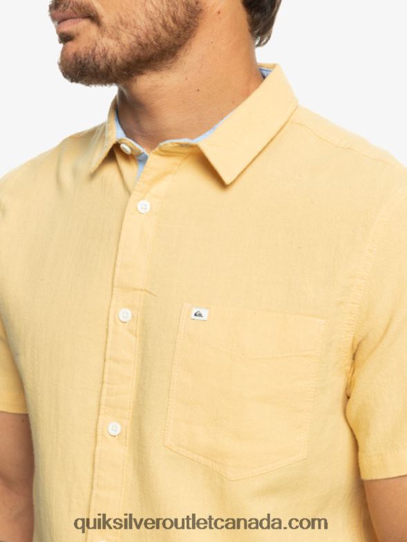 CA Quiksilver Men Time Box Short Sleeve Shirt wheat TX4R21361