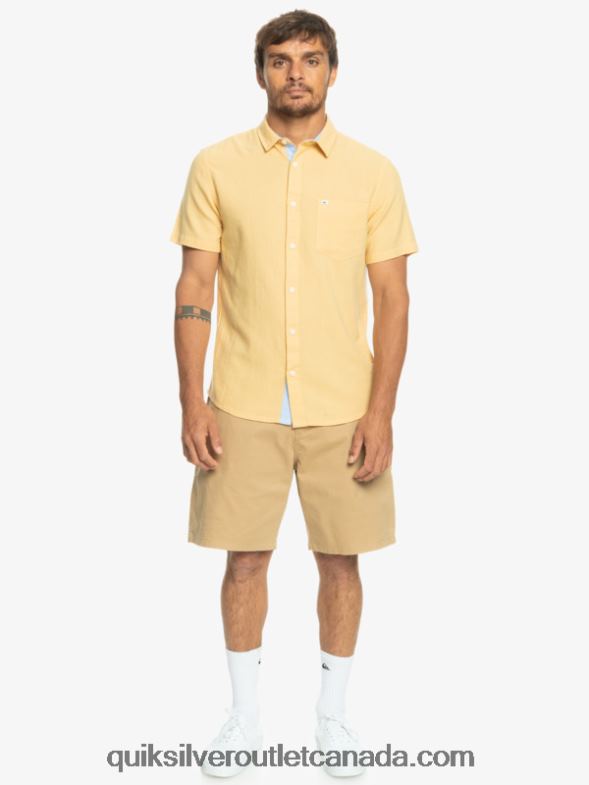 CA Quiksilver Men Time Box Short Sleeve Shirt wheat TX4R21361