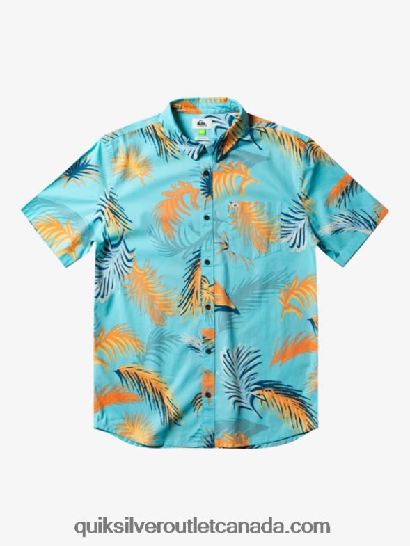 CA Quiksilver Men Tropical Glitch Short Sleeve Shirt angel blue tropical glitch TX4R2552