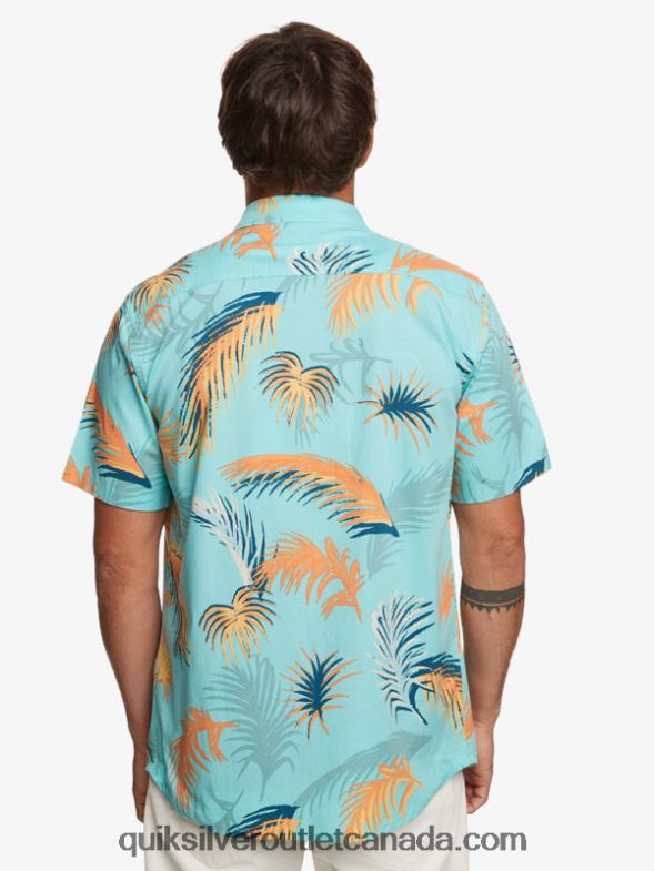 CA Quiksilver Men Tropical Glitch Short Sleeve Shirt angel blue tropical glitch TX4R2552