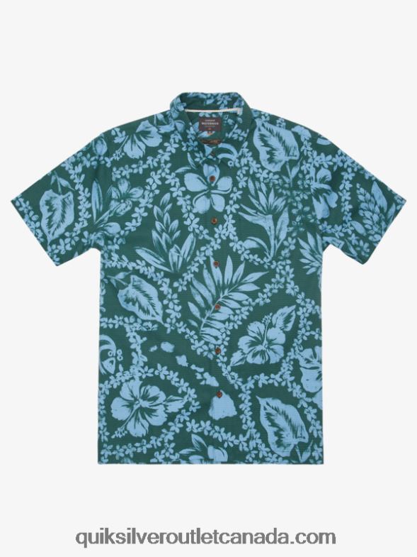 CA Quiksilver Men Waterman Arrival Lei Short Sleeve Shirt smoke pine arrival lei TX4R21108