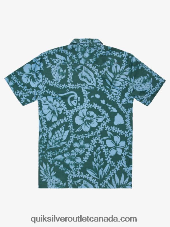 CA Quiksilver Men Waterman Arrival Lei Short Sleeve Shirt smoke pine arrival lei TX4R21108