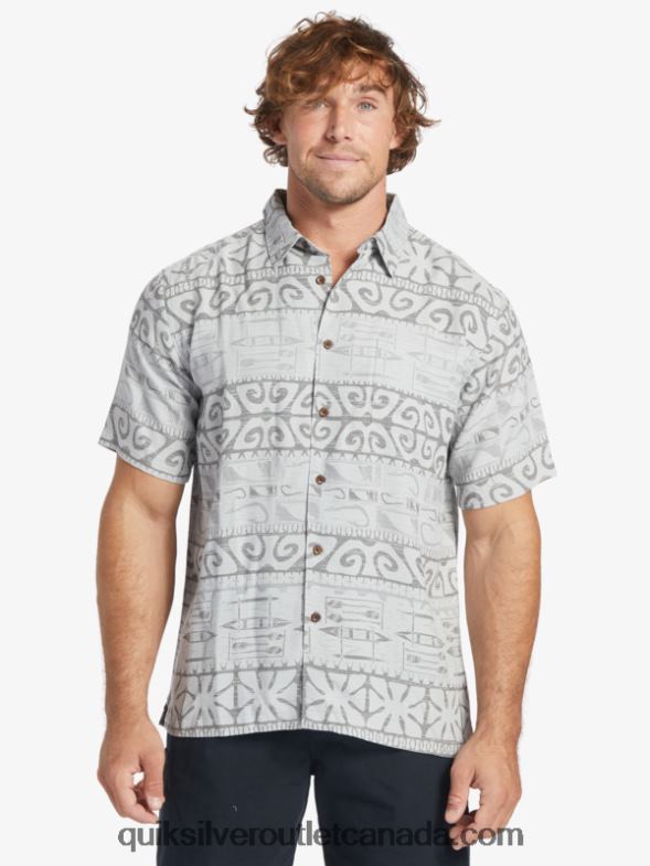 CA Quiksilver Men Waterman At Trees Short Sleeve Shirt harbor mist at trees TX4R2292