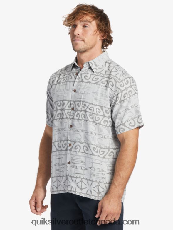 CA Quiksilver Men Waterman At Trees Short Sleeve Shirt harbor mist at trees TX4R2292