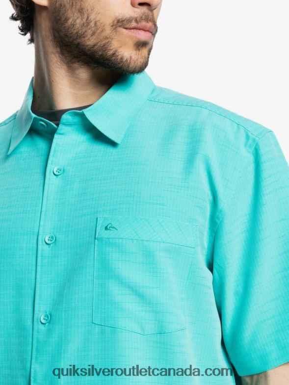 CA Quiksilver Men Waterman Centinela Premium Anti-Wrinkle Shirt blue turquiose centinella TX4R21308