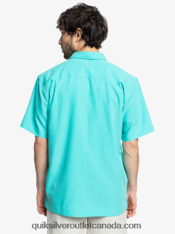 CA Quiksilver Men Waterman Centinela Premium Anti-Wrinkle Shirt blue turquiose centinella TX4R21308