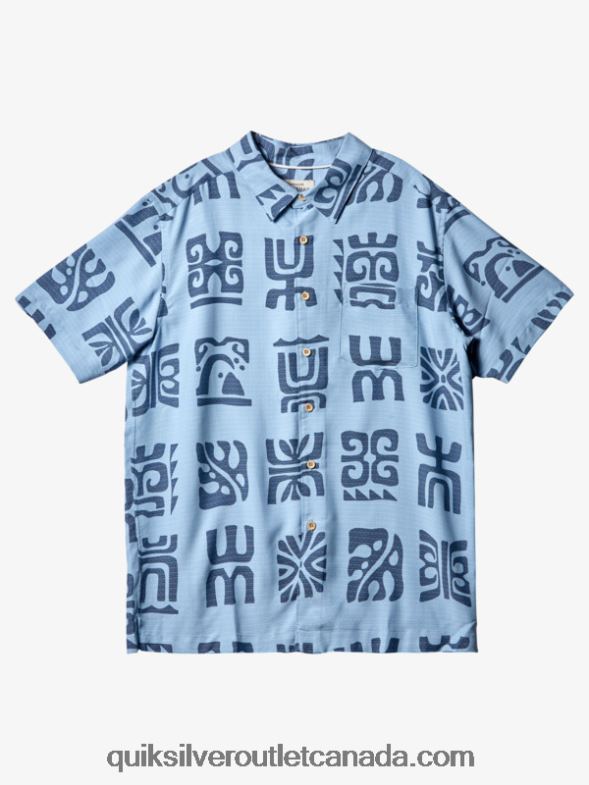 CA Quiksilver Men Waterman Channel Paddle Short Sleeve Shirt dusk blue channel paddle TX4R2457