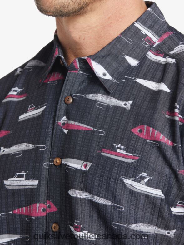 CA Quiksilver Men Waterman Drag Week Technical Short Sleeve Shirt black drag week TX4R2441