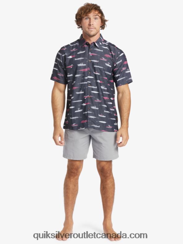CA Quiksilver Men Waterman Drag Week Technical Short Sleeve Shirt black drag week TX4R2441