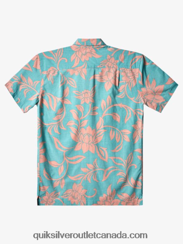 CA Quiksilver Men Waterman Every Weekend Short Sleeve Shirt blue turquoise every weekend w TX4R2288