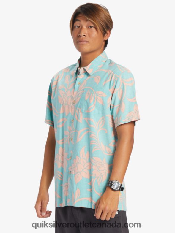 CA Quiksilver Men Waterman Every Weekend Short Sleeve Shirt blue turquoise every weekend w TX4R2288