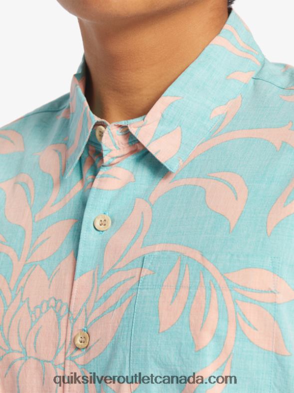 CA Quiksilver Men Waterman Every Weekend Short Sleeve Shirt blue turquoise every weekend w TX4R2288