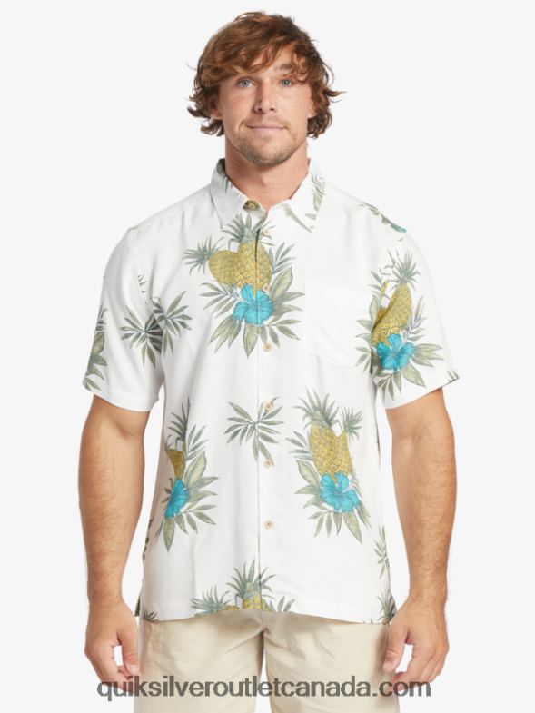 CA Quiksilver Men Waterman Field Work Short Sleeve Shirt antique white field work TX4R2450