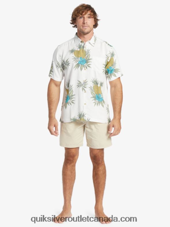 CA Quiksilver Men Waterman Field Work Short Sleeve Shirt antique white field work TX4R2450