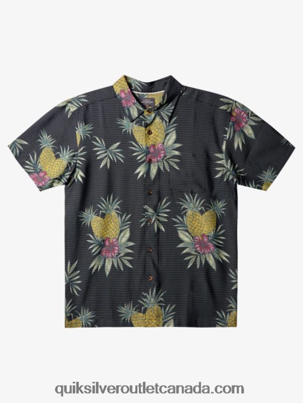 CA Quiksilver Men Waterman Field Work Short Sleeve Shirt black field work TX4R2449