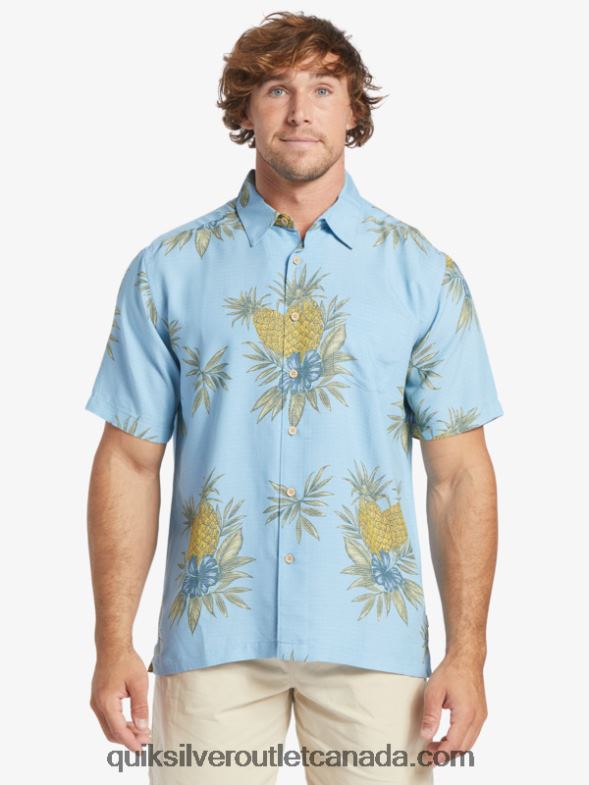 CA Quiksilver Men Waterman Field Work Short Sleeve Shirt dusk blue field work TX4R2448