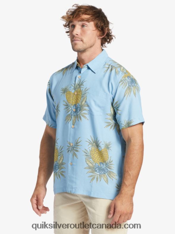 CA Quiksilver Men Waterman Field Work Short Sleeve Shirt dusk blue field work TX4R2448
