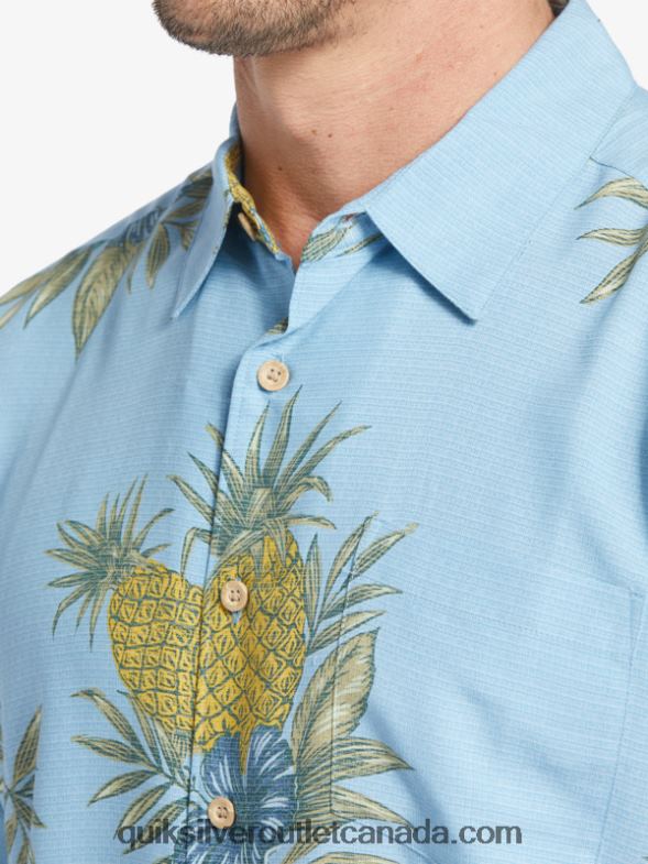 CA Quiksilver Men Waterman Field Work Short Sleeve Shirt dusk blue field work TX4R2448