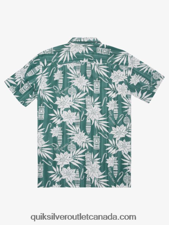 CA Quiksilver Men Waterman Holiday Time Short Sleeve Shirt smoke pine holiday time TX4R21797