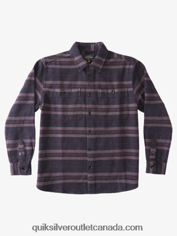 CA Quiksilver Men Waterman Horizontal Ridge Flannel Long Sleeve Shirt black horizontal ridge TX4R21121
