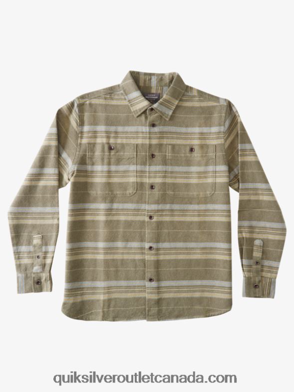 CA Quiksilver Men Waterman Horizontal Ridge Flannel Long Sleeve Shirt dusty olive horizontal ridge TX4R21122