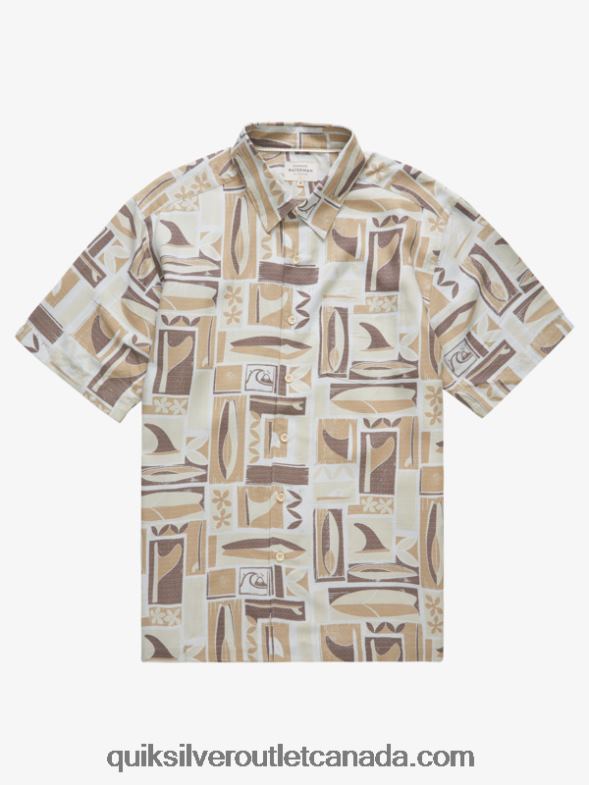 CA Quiksilver Men Waterman Kapua Short Sleeve Shirt brown rice kapua TX4R21889