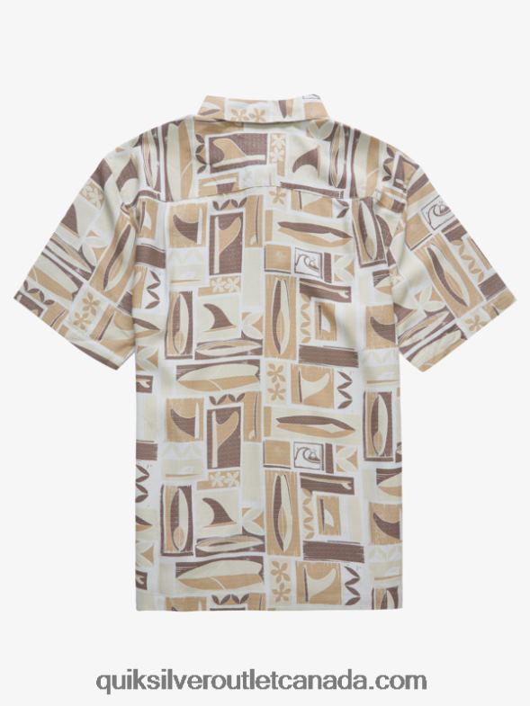 CA Quiksilver Men Waterman Kapua Short Sleeve Shirt brown rice kapua TX4R21889